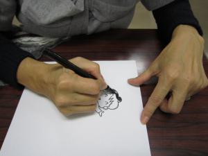 3月の特別展示に使うイラストを鵜飼U子さんに描いていただいているところです。