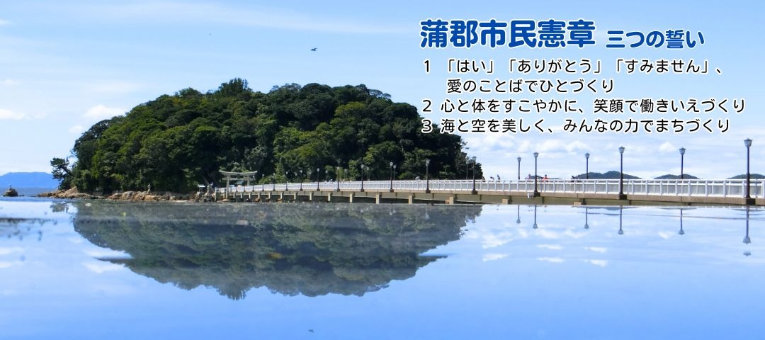 竹島を中心とした蒲郡市の景観写真