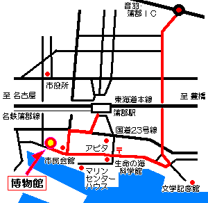 蒲郡市博物館までの地図