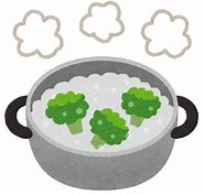 鍋で野菜をゆで柔らかくしている