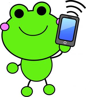 このイラストはめくるくんが、スマホを持っています。