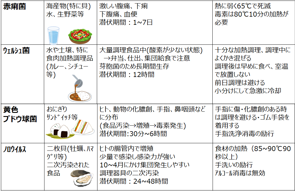 よくある食中毒原因菌やウイルスの特徴とその予防POINT2