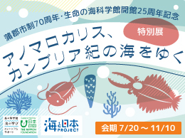 蒲郡市制70周年・生命の海科学館開館25周年記念特別展「アノマロカリス、カンブリア紀の海をゆく」のバナー画像