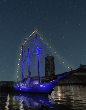 夜間照明青色