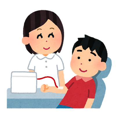 献血をしている人のイラスト