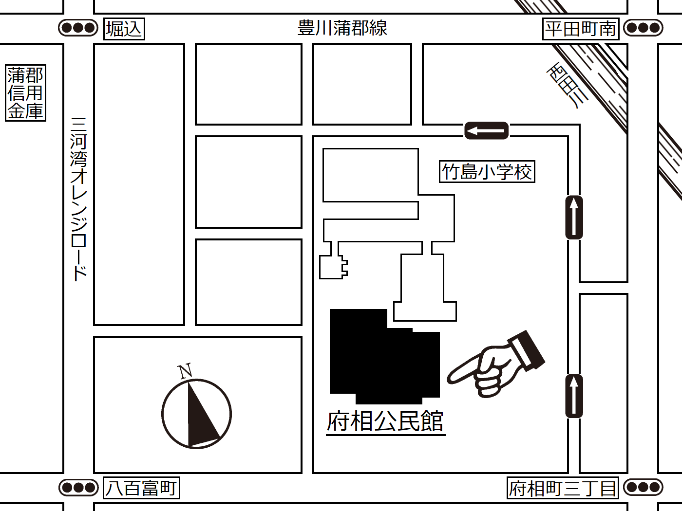 府相公民館の地図です。