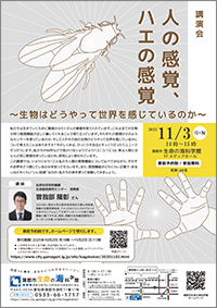 講演会「人の感覚、ハエの感覚～生物はどうやって世界を感じているのか～」チラシサムネイル画像