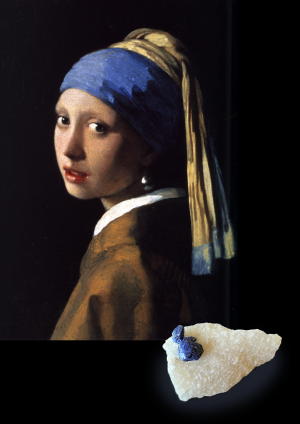 真珠の耳飾りの少女と青金石の結晶画像