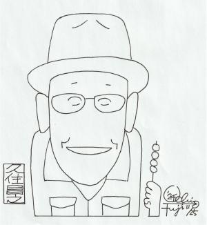 この画像は内藤勲さんが描いた久住昌之さんの似顔絵です。