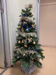 この写真は学生室のクリスマスツリーの様子です。