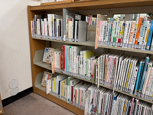 この写真は軽読書コーナー右奥の棚の様子です