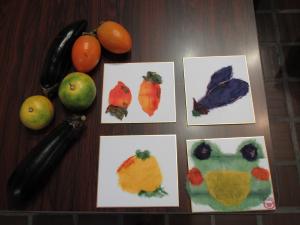 この写真は以前開催した和紙ちぎり絵体験の作品です。