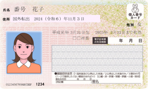 国外転出者向けマイナンバーカード券面イメージ(新規交付)